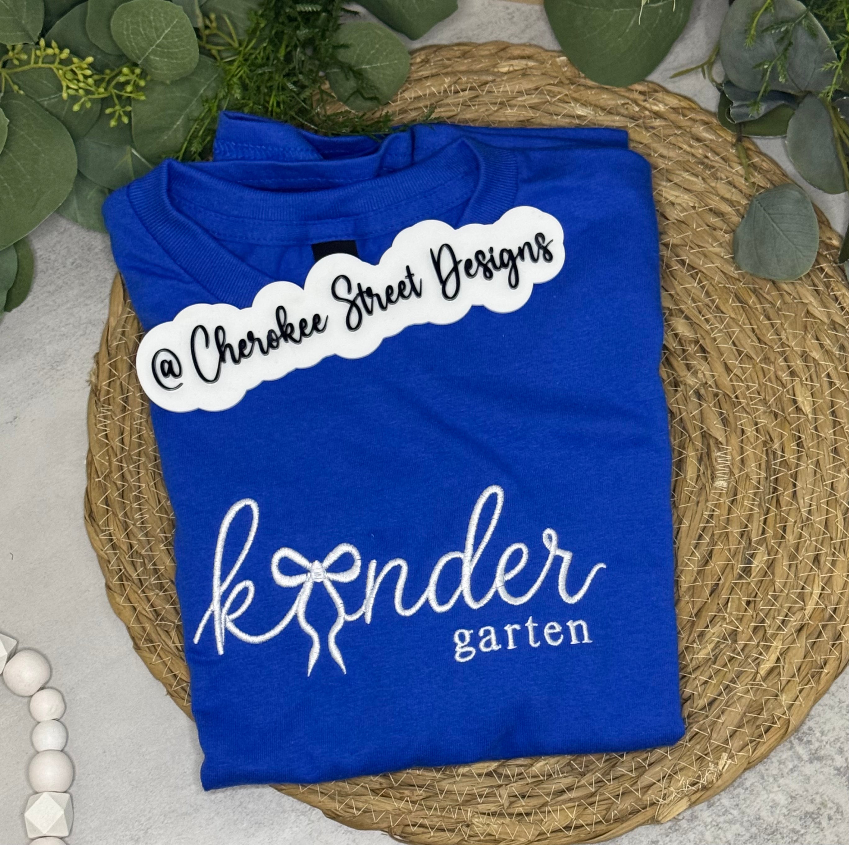 Embroidered Kindergarten Shirt With Bow Detail | Back to School Apparel- Youth