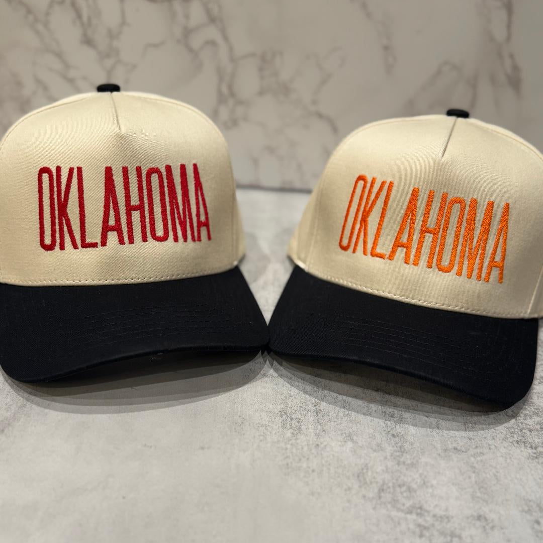 Two hats with 'OKLAHOMA' text 