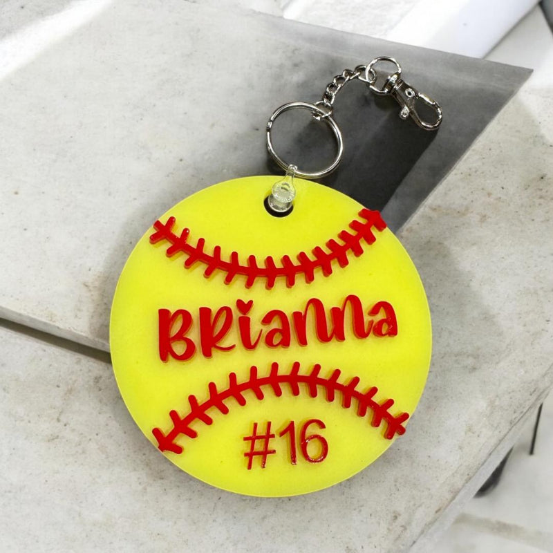 Personalized Softball Acrylic Keychain